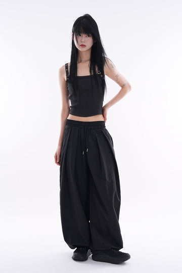 Aegis pin-tuck nylon balloon wide pants